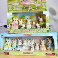 Anime Sylvanian Doll Families Figures Baby Chocolate Rabbits Family Portrait Forest Family Girl Play House Toy Christmas Gift