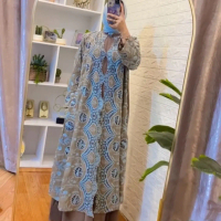 gamis brokat wanita pesta elegan kombinasi brokat full model anggun