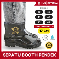 [HJS] Sepatu Boots Pendek Kecil Hitam Mengkilap / Sepatu Booth Karet pendek mini Shoes