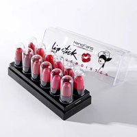 12color/set mini batom matte lipstick lip kit Long lasting waterproof Display box lipstick makeup lips Lip Balm hengfang 9022