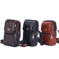 High Quality Men Genuine Leather Single Shoulder Bag Vintage Real Cowhide Chest Packs Belt Phone Pouch Bag For Men Crossbody