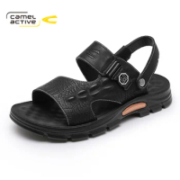 Camel Active Mens Sandals Genuine Leather Summer 2023 New Beach Men Casual Shoes Outdoor Sandals Plus Size 38-44