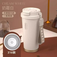 陶瓷內膽保溫杯女裝便攜咖啡杯學生水壺高顏值吸管杯- 【316不鏽鋼】白色-500ml 均碼