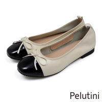 【Pelutini】經典舒適蝴蝶結造型娃娃鞋 象牙白(331021W-BLIV)