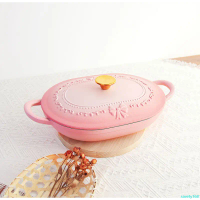 savety168 แบบพกพา Cast Iron Enamel Pot 32CM/3.3L Cast Iron Pot，Kitchen  Dining  Cookware Pots , Pans