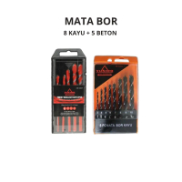 Mata Bor Set Tembok Beton Kayu - Mata Bor Beton Tembok 5Pcs + Mata Bor Kayu 8 Pcs