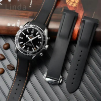 Watch Strap for Omega Haima Super Silicone Watch Strap Men's Ocean Universal Fold Buckle Comfortable Flexible Rubber 20 22mm