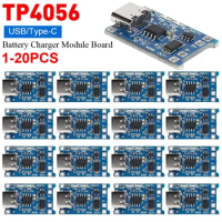 1-20PCS 5V 1A TP4056 Micro USB Type-C 18650 Lithium Battery Charger Module Charging Board With Protection Dual Functions 1A DIY