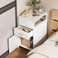 床頭櫃 簡約現代小型帶滾輪可移動臥室床邊櫃 窄縫儲物櫃子 床頭置物架