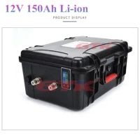 Waterproof li-ion 12V 150AH Lithium battery for 1000W Ship BMS light ups inverter Emergency Power Supply + 12.6v 10A Charger