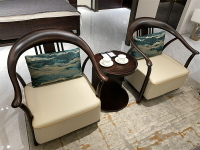 新式黑檀木木休閑椅三套禪意單人沙髮椅圈椅客廳茶椅組合
