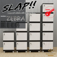 promo LEMARI PLASTIK PORTABLE SERBAGUNA / RAK BUKU / RAK HELM / RAK JILBAB - SUSUN 2, ZEBRA Pintu