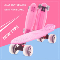 Jelly Pink 57*15cm Non-slip Skateboard Fish Board PVC Wheels PP Deck Mini Cruiser Penny Retro Board Scooter Pastel Longboard Men