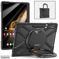 360 Rotating Kickstand Tablet Funda For Samsung Galaxy Tab S8 Ultra 14.6 inch 5G X900 SM-X900 SM-X906 Kids Protective Case Cover