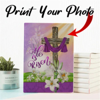 Custom photo Journal Personalized Notebook he is risen ribbon Line Diary Weekly Planner School Office Supplies Notepad Dropship