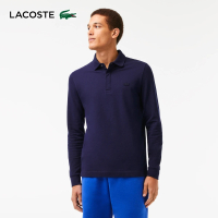 【LACOSTE】男裝-經典巴黎商務長袖Polo衫(藍色)