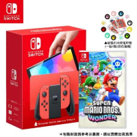 任天堂 Switch OLED 主機 瑪利歐亮麗紅 + 超級瑪利歐 兄弟 驚奇套組 尾牙 獎品 抽獎