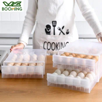 WBBOOMING Home Egg Tray Refrigerator Storage Container Plastic Transparent Kitchen Double Egg Tray Drawer Type Egg Storage Box