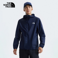【The North Face 官方旗艦】北面男款藍色防風防曬連帽外套｜87V68K2