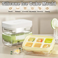6Grid Silicone Ice Cube Mold Home Refrigerator Ice Box Press with Cover Frozen Ice Cube Magic Tool Food Grade Mini Ice Grid