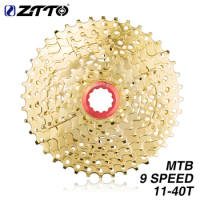 ZTTO 9 s 11- 40T Gold Cassette 9 Speed Wide Ratio Golden Durable Freewheel for MTB Mountain Bike Bicycle