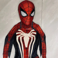 Marvel Marvel PS4 Spider-Man 3D Pattern Warsuit with Mask 1:1 3D Handmade Customized Spiderman Jumpsuit Halloween Cos Costume