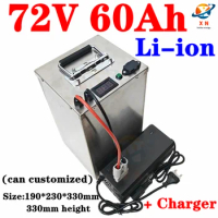 72v 60Ah li-ion lithium battery 72V with BMS for 3000W 5000W club bicycle bike tricycle motorhome AGV +10A charger