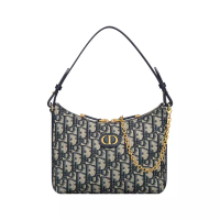 Christian Dior 30 Montaigne Diorling Mini Bag with Chain Oblique Jacquard Blue Beige