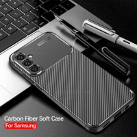 For Samsung Galaxy A54 5G Case Matte Carbon Fiber Pattern Back Phone Cover For Samsung A34 A24 A14 4G 5G Soft Shockproof Coques