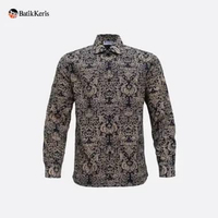 Batik Keris Kemeja Batik Cap Slimfit Lengan Panjang Motif Klenting Kuning-SLN – Grey 2XL