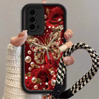 Sarung Telefon, Reka Bentuk Rama-rama Mutiara Merah, Serasi dengan IQOO Z5, IQOO Z6, IQOO Z6Pro, IQO
