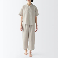 【MUJI 無印良品】女萊賽爾混麻涼感舒適短袖家居睡衣(共3色)