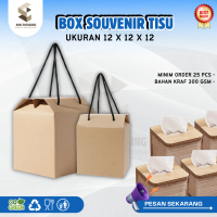 paper box souvenir Kotak Tisu 12x12x12 gable box kraft souvenir gift birtday ulang tahun hampers Gab