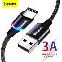 Baseus Original Halo Series USB To Type C 3A Fast Charging & Data Cable LED