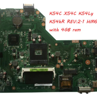 Original For Asus K54C X54C Laptop Motherboard K54C K54Ly K54hR REV:2.1 HM65 PGA989 USB3.0 DDR3 VRAN with 2G or 4G ram