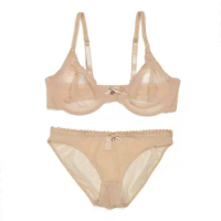 Women ultra thin bra panty see through M L XL XXL XXXL sexy gauze mesh transparent B C D E F 75 80 85 90 95 100 Dropshipping