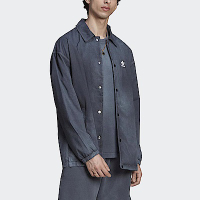 Adidas Ess+ Dye Coach [HK7513] 男 長袖 襯衫 經典 休閒 國際版 刷舊 復古 穿搭 煙灰