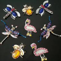 Fashion new handmade stern flower diamond dragonfly/swan/bee patches shoes clothes stickers decorated DIY accessories A1331