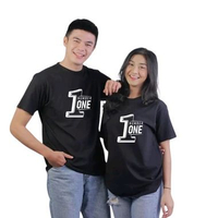 Kaos Oblong Wanita Pria Lengan Pendek Motif Number One 1 Lengan Pendek Lengan Panjang M hitam pendek