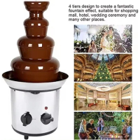 4 Tiers Chocolate Fountains Wedding Party 4th Floor Cheese Melting Fondue Heating Waterfall Hotpot Machine Heater Pot