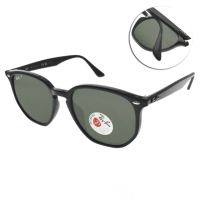 【RayBan 雷朋】六角形膠框 偏光太陽眼鏡(黑 綠鏡片#RB4306F 6019A-54mm)