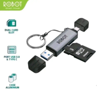 ROBOT CR202S Card Reader 2 in 1 USB 3.0 Type-C OTG Memory Card Adapter New CR202 Aluminium