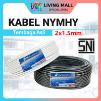 Kabel Tembaga Asli Kabel Listrik Kabel NYMHY 2x1.5mm /Warna Putih & Hitam