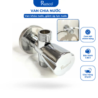 Van chữ T chia 2 dòng nước RANCO mạ chrome lõi đồng ren 21mm giảm áp và khóa nước 3 đầu KT - 922