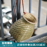 手工竹制品小背簍魚簍 竹編裝飾小竹筐演出道具 農家竹籃采茶竹簍