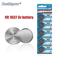 Doublepow 3V Lithium Battery CR1632 Button Cell Batteries for Car/Electric Vehicle Key Headset Weight Scale Watch Bateria