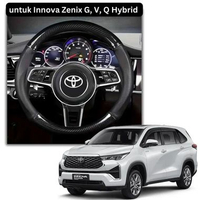 no brand Sarung Stir Mobil Carbon untuk Innova Zenix G V Q Hybrid - Cover Setir Anti Slip Hitam