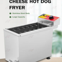 LXCHAN 3KW Commercial Automatic Cheese Hot Dog Sticks Fryer Electric Korean Mozzarella Corn Dog Fryer Machine 21L Electric/Gas