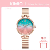 KIMIO Gradient Color Quartz Watch for Women Rose Gold Simple Dial Ladies Bracelet Women WristWatch Fashion Brand Luxury Clock