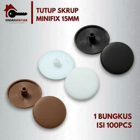 1 BUNGKUS (100 PCS) Tutup Skrup Sekrup Cover Minifix Olimpik MF-15mm Hitam 15mm